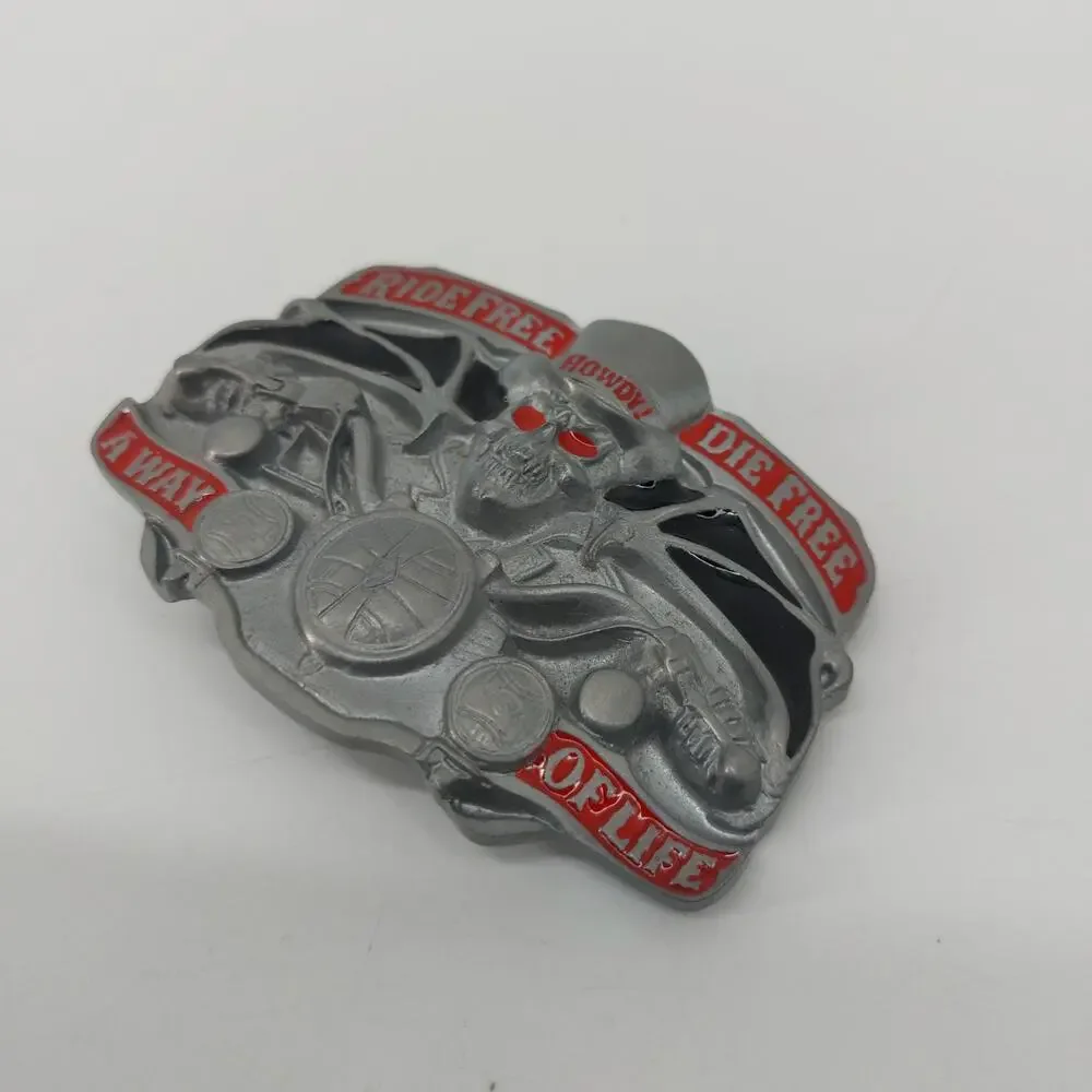 Ride Free Die Free A Way of Life Howdy Biker Belt Buckle Skull